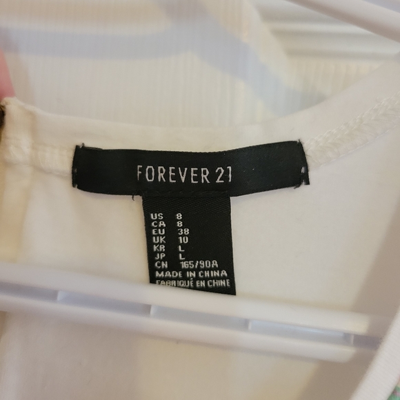 5/$20 Forever 21 white fit and flare floral print skater mini dress 8 - Picture 5 of 10